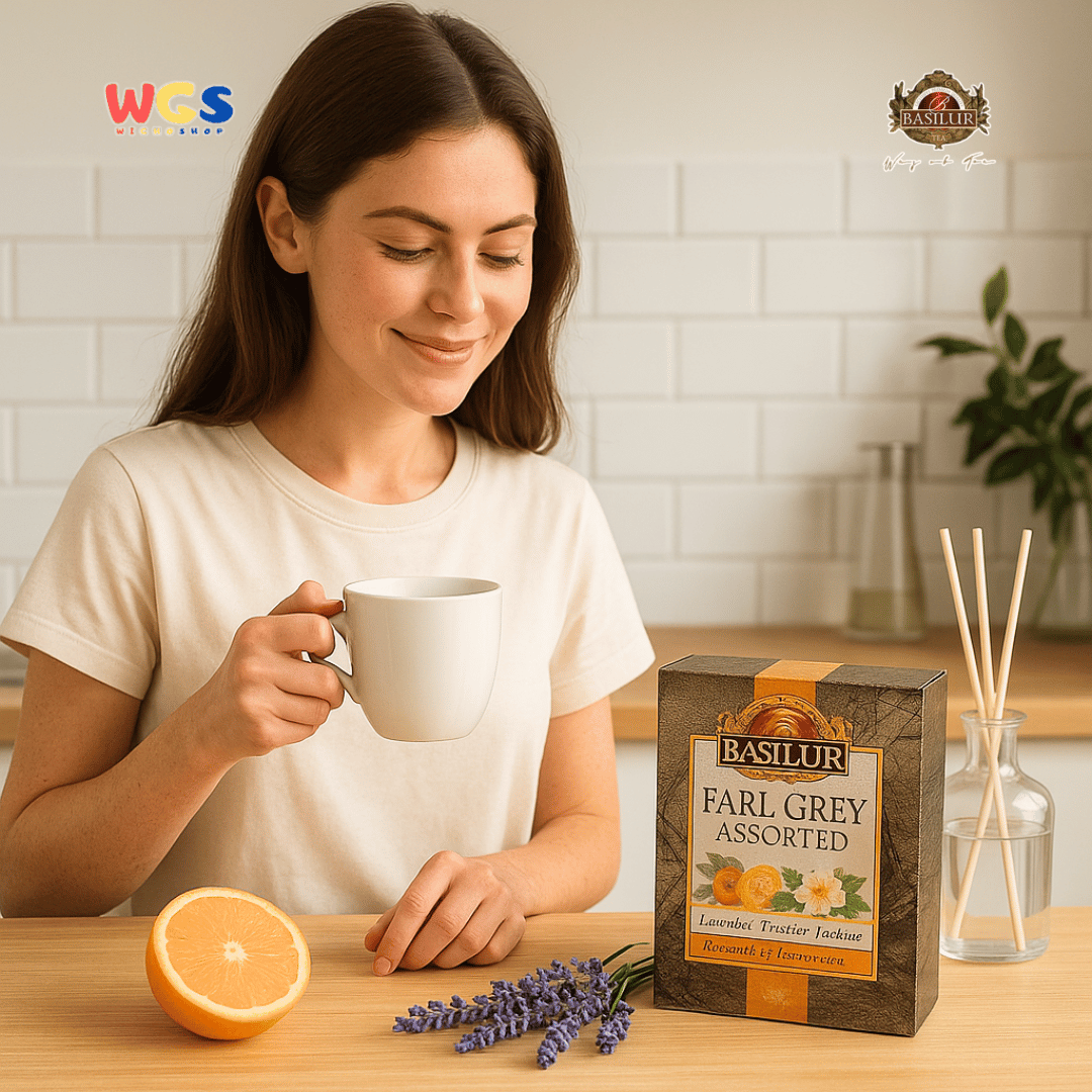 Basilur Earl Grey Assorted Teh Hitam Ceylon 64g (32 Tea Bags) – Lavender, Orange, Jasmine, Tangerine