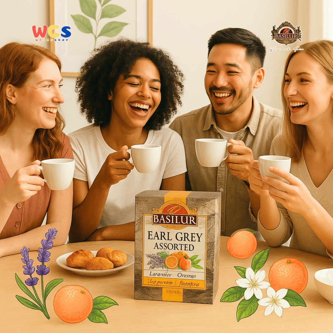 Basilur Earl Grey Assorted Teh Hitam Ceylon 64g (32 Tea Bags) – Lavender, Orange, Jasmine, Tangerine