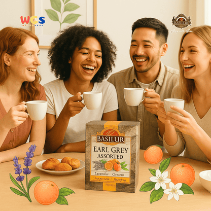 Basilur Earl Grey Assorted Teh Hitam Ceylon 64g (32 Tea Bags) – Lavender, Orange, Jasmine, Tangerine
