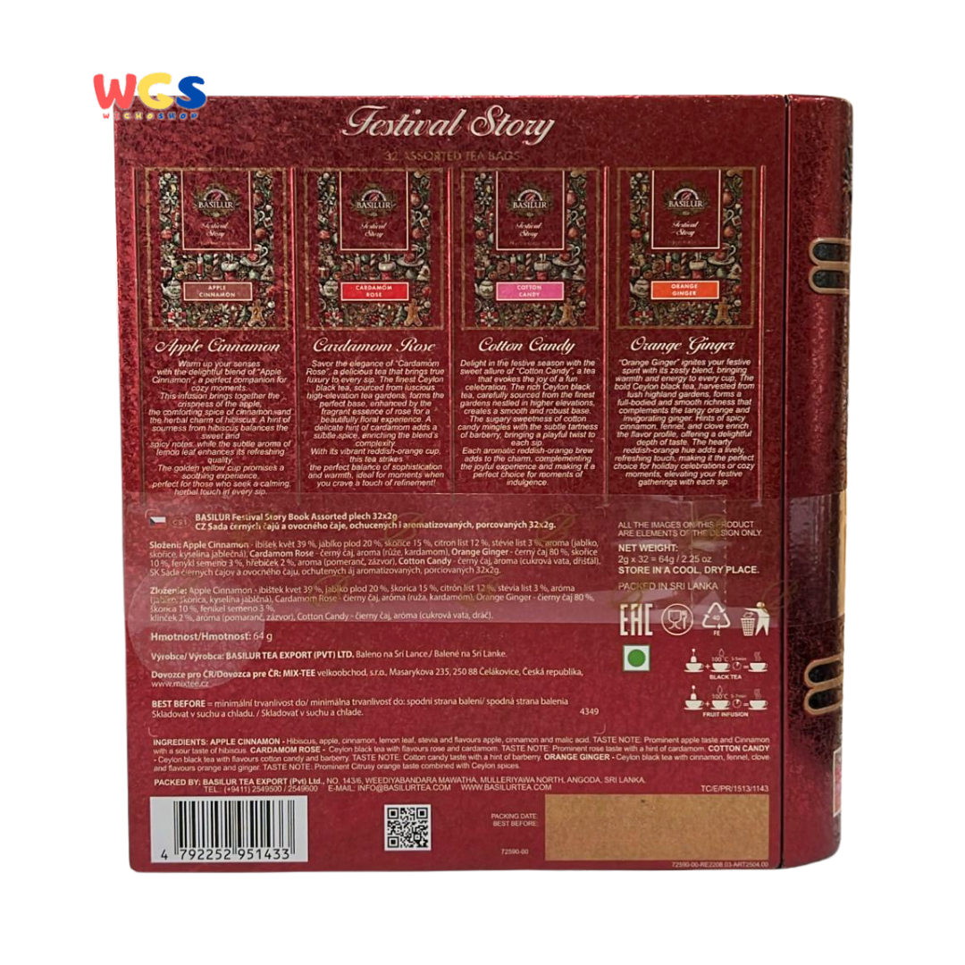Basilur Festival Story Assorted 32 Tea Bags 64g – Ceylon Black Tea & Fruit Infusion Gift Book