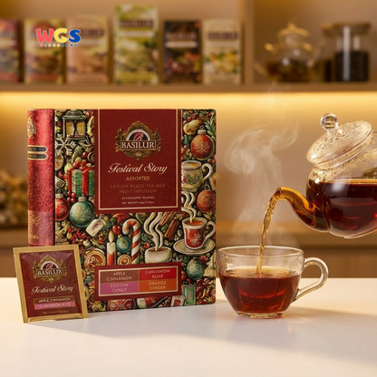 Basilur Festival Story Assorted 32 Tea Bags 64g – Ceylon Black Tea & Fruit Infusion Gift Book