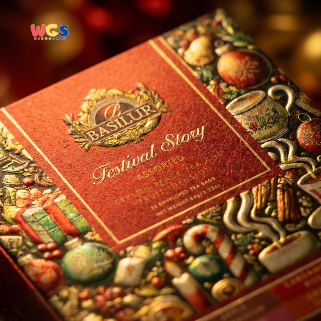 Basilur Festival Story Assorted 32 Tea Bags 64g – Ceylon Black Tea & Fruit Infusion Gift Book