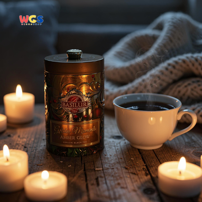 Basilur Golden Moments Amber Glow 100g – Ceylon Black Tea Premium Aroma Cokelat & Cherry