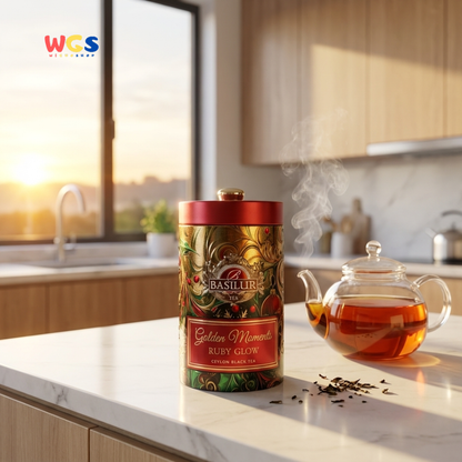 Basilur Golden Moments Ruby Glow Ceylon Black Tea 100g – Premium Festive Blend