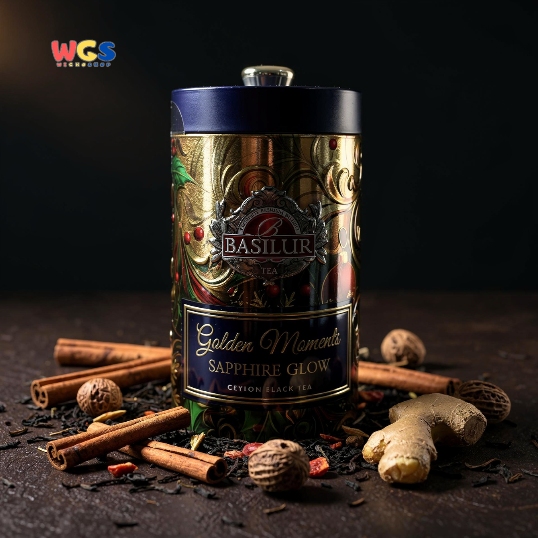 Basilur Golden Moments Sapphire Glow 100g – Ceylon Black Tea Premium Rasa Gingerbread & Spice