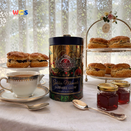 Basilur Golden Moments Sapphire Glow 100g – Ceylon Black Tea Premium Rasa Gingerbread & Spice
