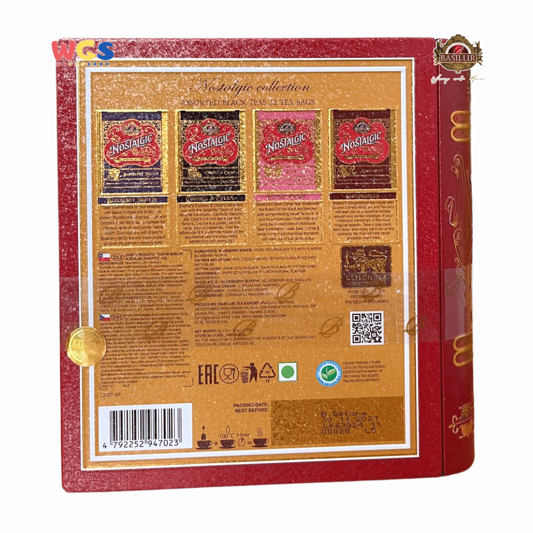 Basilur Nostalgic Collection Teh Hitam Ceylon 64g (32 Tea Bags) – Cokelat, Vanilla, Toffee, Stroberi