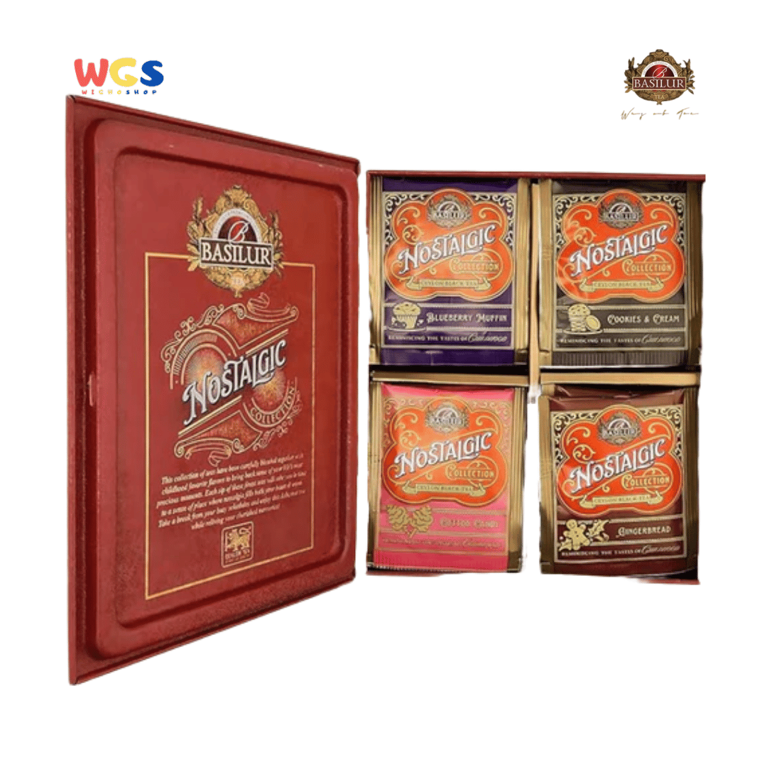 Basilur Nostalgic Collection Teh Hitam Ceylon 64g (32 Tea Bags) – Cokelat, Vanilla, Toffee, Stroberi