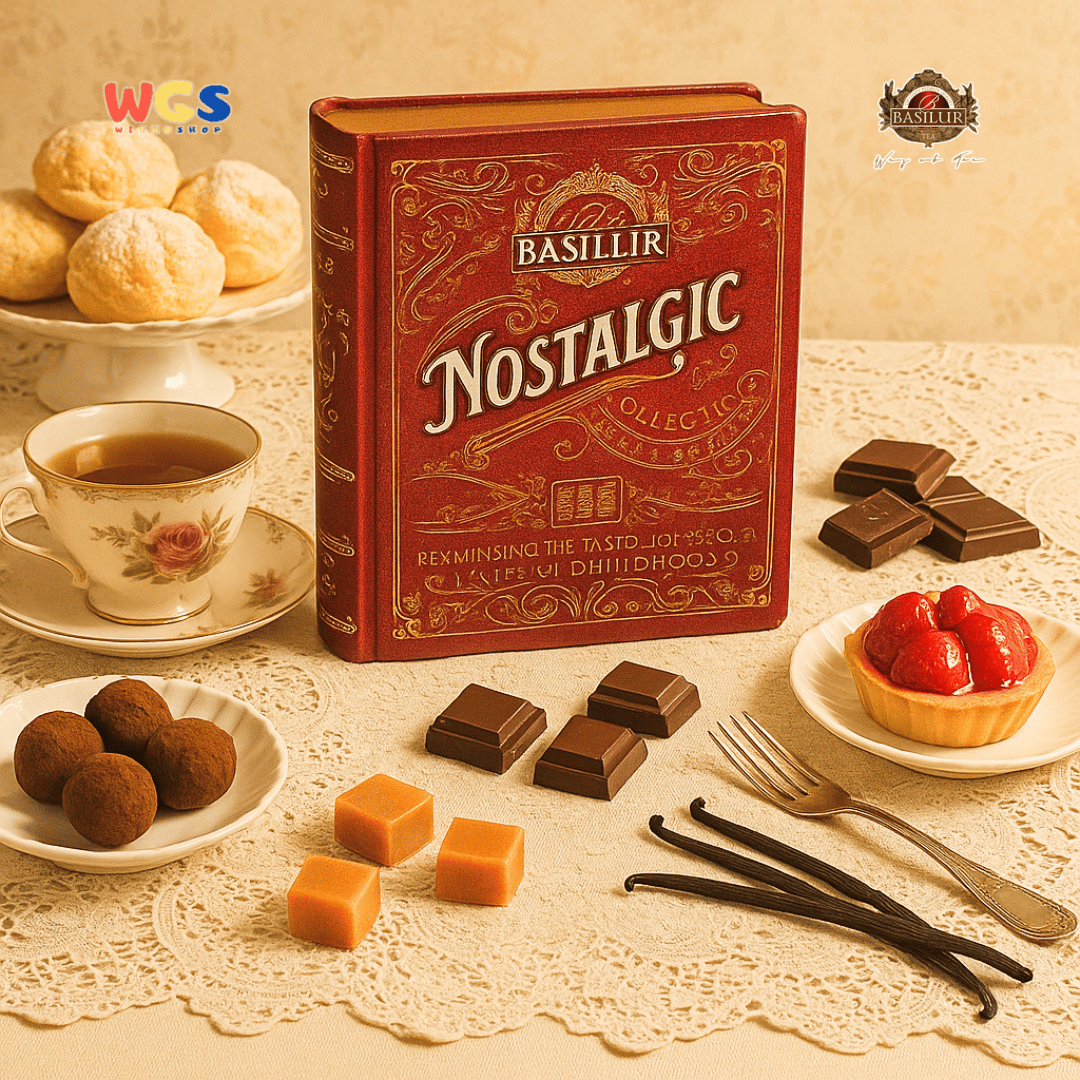 Basilur Nostalgic Collection Teh Hitam Ceylon 64g (32 Tea Bags) – Cokelat, Vanilla, Toffee, Stroberi