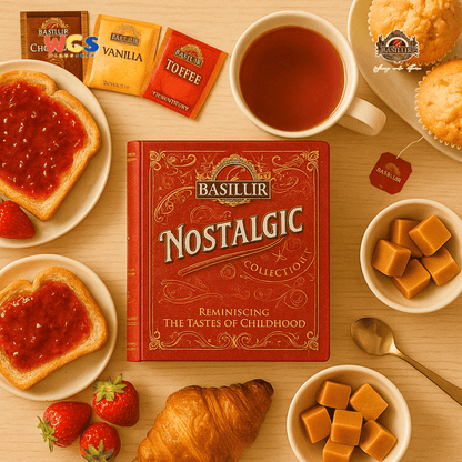 Basilur Nostalgic Collection Teh Hitam Ceylon 64g (32 Tea Bags) – Cokelat, Vanilla, Toffee, Stroberi