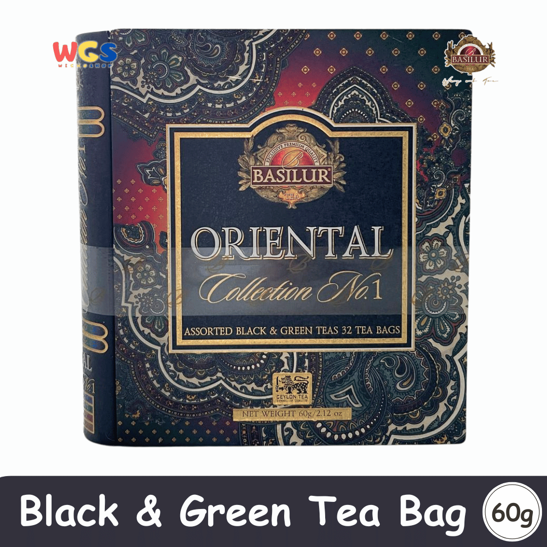 Basilur Oriental Collection No.1 Assorted Black & Green Teas 32 Tea Bags 60g Book Box Eksklusif