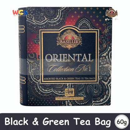 Basilur Oriental Collection No.1 Assorted Black & Green Teas 32 Tea Bags 60g Book Box Eksklusif