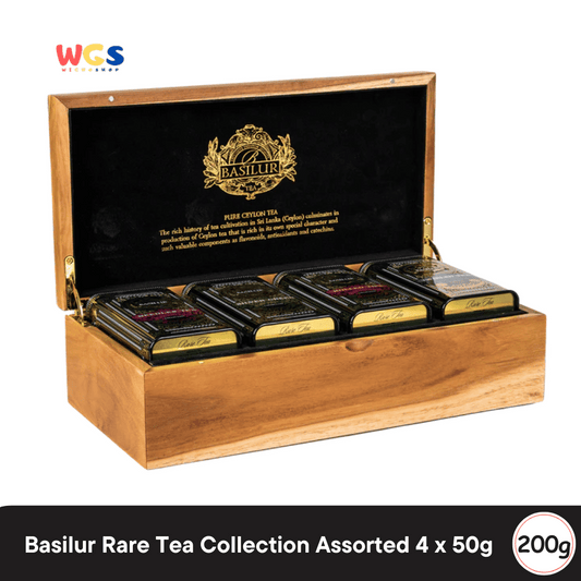 Basilur Rare Tea Collection Assorted 200g (4x50g) – Teh Ceylon Premium dalam Kotak Kayu Eksklusif