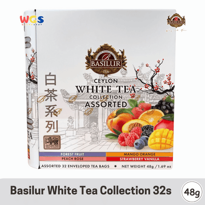 Basilur White Tea Collection 48g – 32 Sachet Teh Putih Ceylon dengan Buah & Aroma Elegan