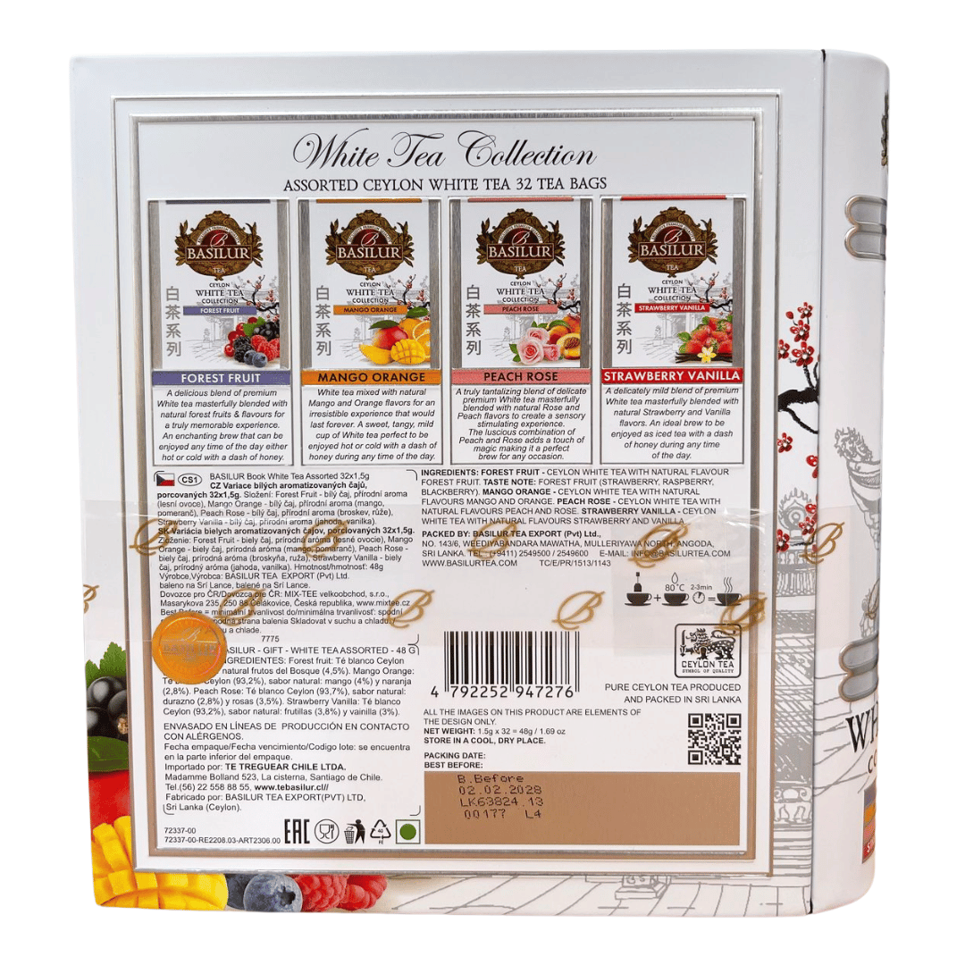 Basilur White Tea Collection 48g – 32 Sachet Teh Putih Ceylon dengan Buah & Aroma Elegan