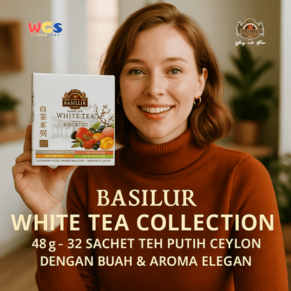 Basilur White Tea Collection 48g – 32 Sachet Teh Putih Ceylon dengan Buah & Aroma Elegan