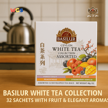 Basilur White Tea Collection 48g – 32 Sachet Teh Putih Ceylon dengan Buah & Aroma Elegan