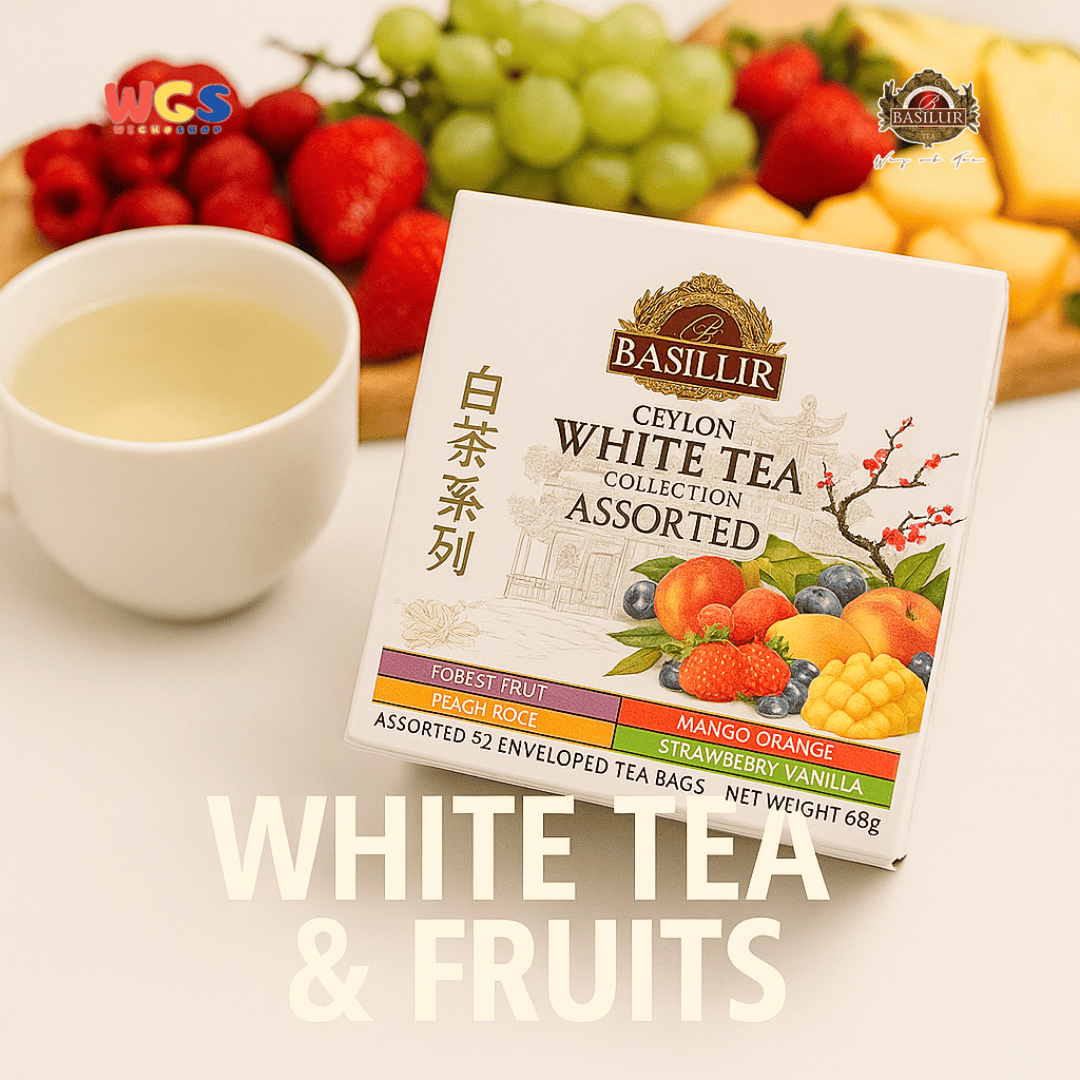Basilur White Tea Collection 48g – 32 Sachet Teh Putih Ceylon dengan Buah & Aroma Elegan