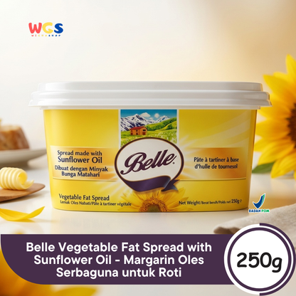 Belle Vegetable Fat Spread with Sunflower Oil 250g - Margarin Oles Serbaguna untuk Roti