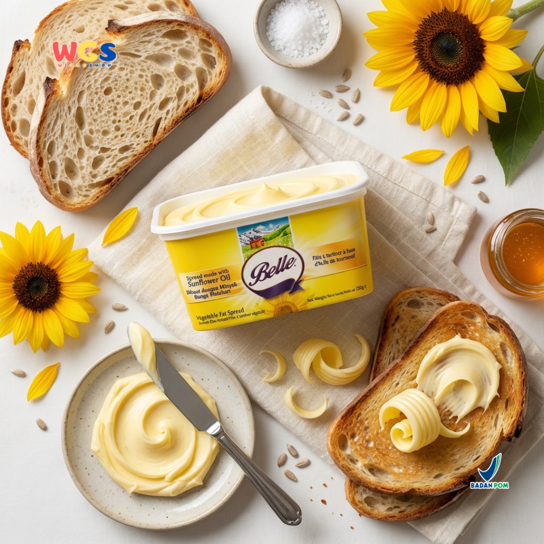 Belle Vegetable Fat Spread with Sunflower Oil 250g - Margarin Oles Serbaguna untuk Roti