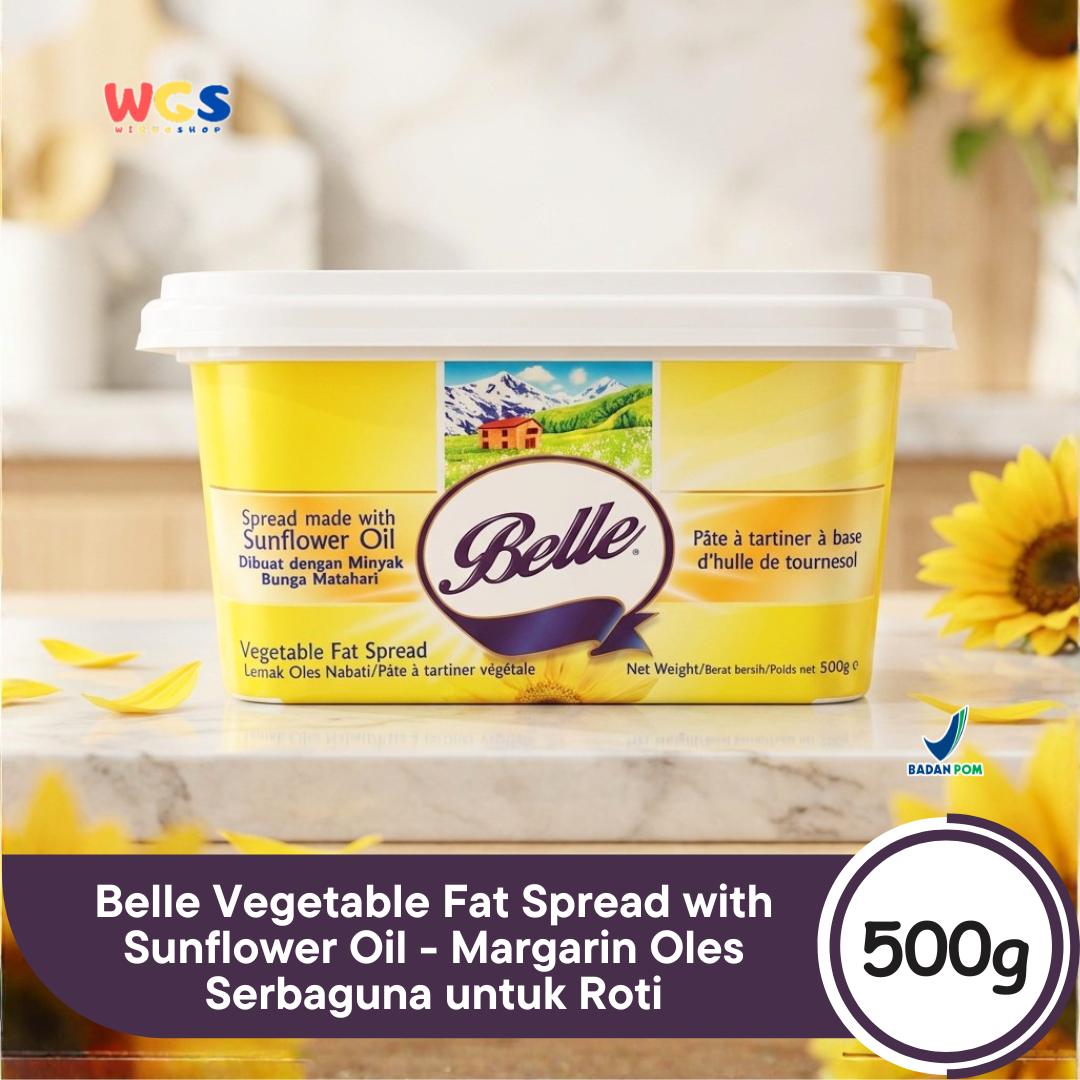 Belle Vegetable Fat Spread with Sunflower Oil 500g - Margarin Oles Serbaguna untuk Roti