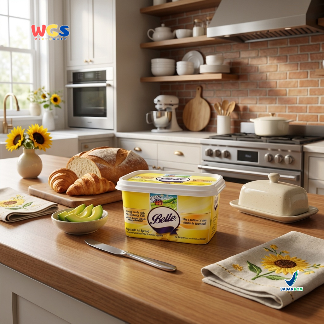 Belle Vegetable Fat Spread with Sunflower Oil 500g - Margarin Oles Serbaguna untuk Roti