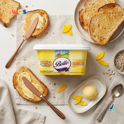 Belle Vegetable Fat Spread with Sunflower Oil 500g - Margarin Oles Serbaguna untuk Roti
