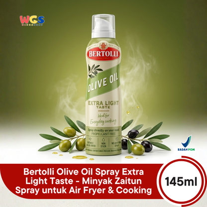 Bertolli Olive Oil Spray Extra Light Taste 145ml - Minyak Zaitun Spray untuk Air Fryer & Cooking