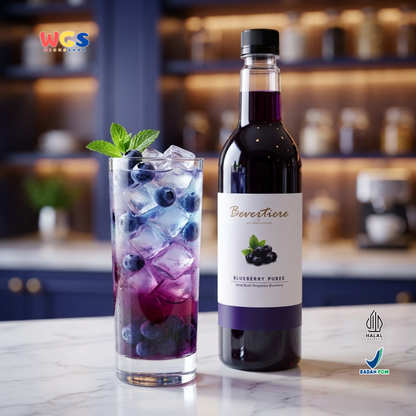 Bevertiere Blueberry Puree 800ml - Sirup Puree Blueberry untuk Minuman Cafe, Mocktail & Dessert