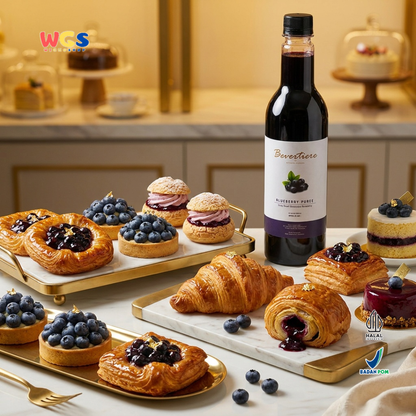 Bevertiere Blueberry Puree 800ml - Sirup Puree Blueberry untuk Minuman Cafe, Mocktail & Dessert