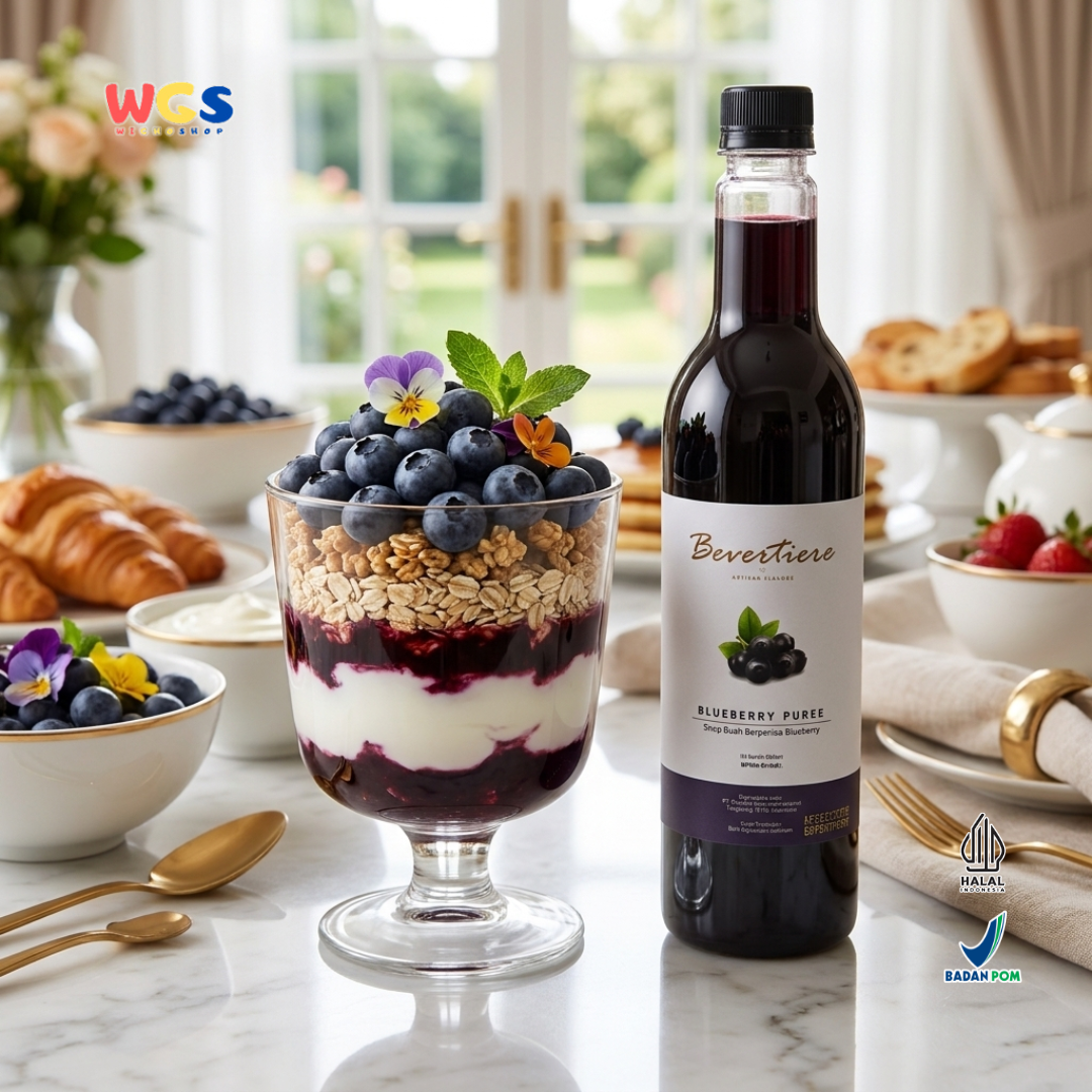 Bevertiere Blueberry Puree 800ml - Sirup Puree Blueberry untuk Minuman Cafe, Mocktail & Dessert