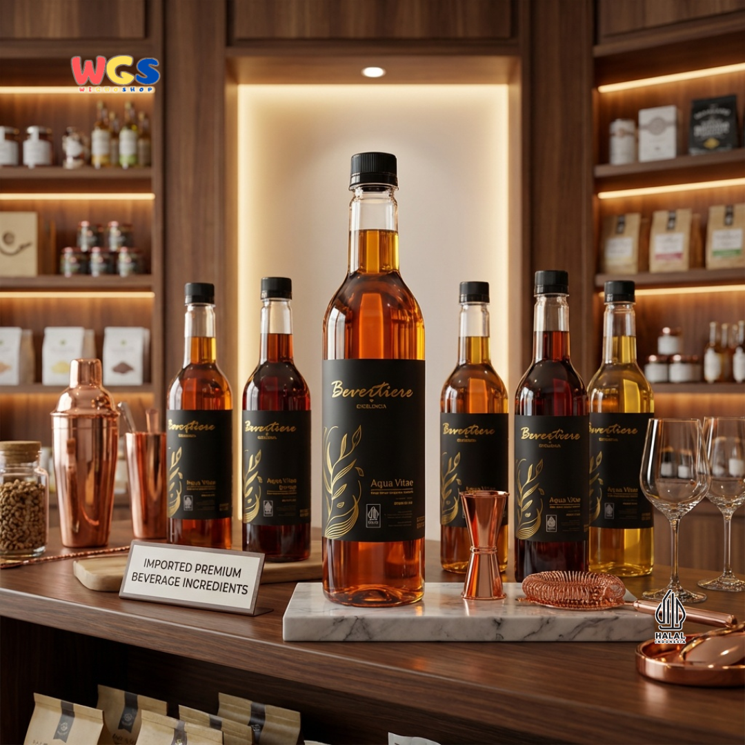 Bevertiere Excelencia Aqua Vitae Syrup 750ml - Sirup Rasa Whiskey untuk Mocktail, Soda & Minuman Kekinian