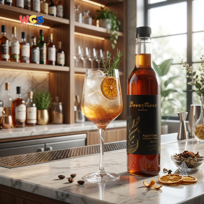Bevertiere Excelencia Aqua Vitae Syrup 750ml - Sirup Rasa Whiskey untuk Mocktail, Soda & Minuman Kekinian
