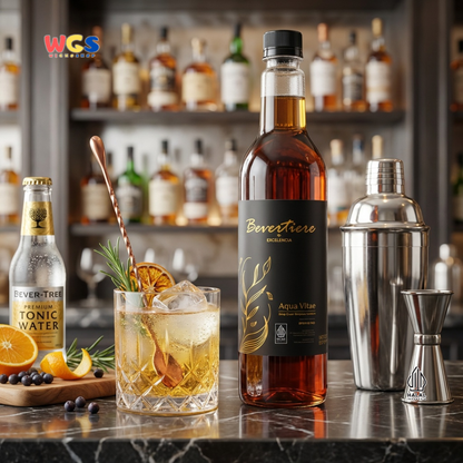 Bevertiere Excelencia Aqua Vitae Syrup 750ml - Sirup Rasa Whiskey untuk Mocktail, Soda & Minuman Kekinian