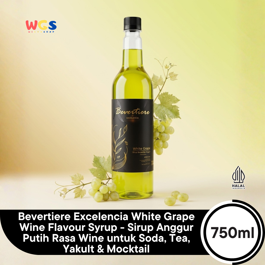 Bevertiere Excelencia White Grape Wine Flavour Syrup 750ml - Sirup Anggur Putih Rasa Wine untuk Soda, Tea, Yakult & Mocktail