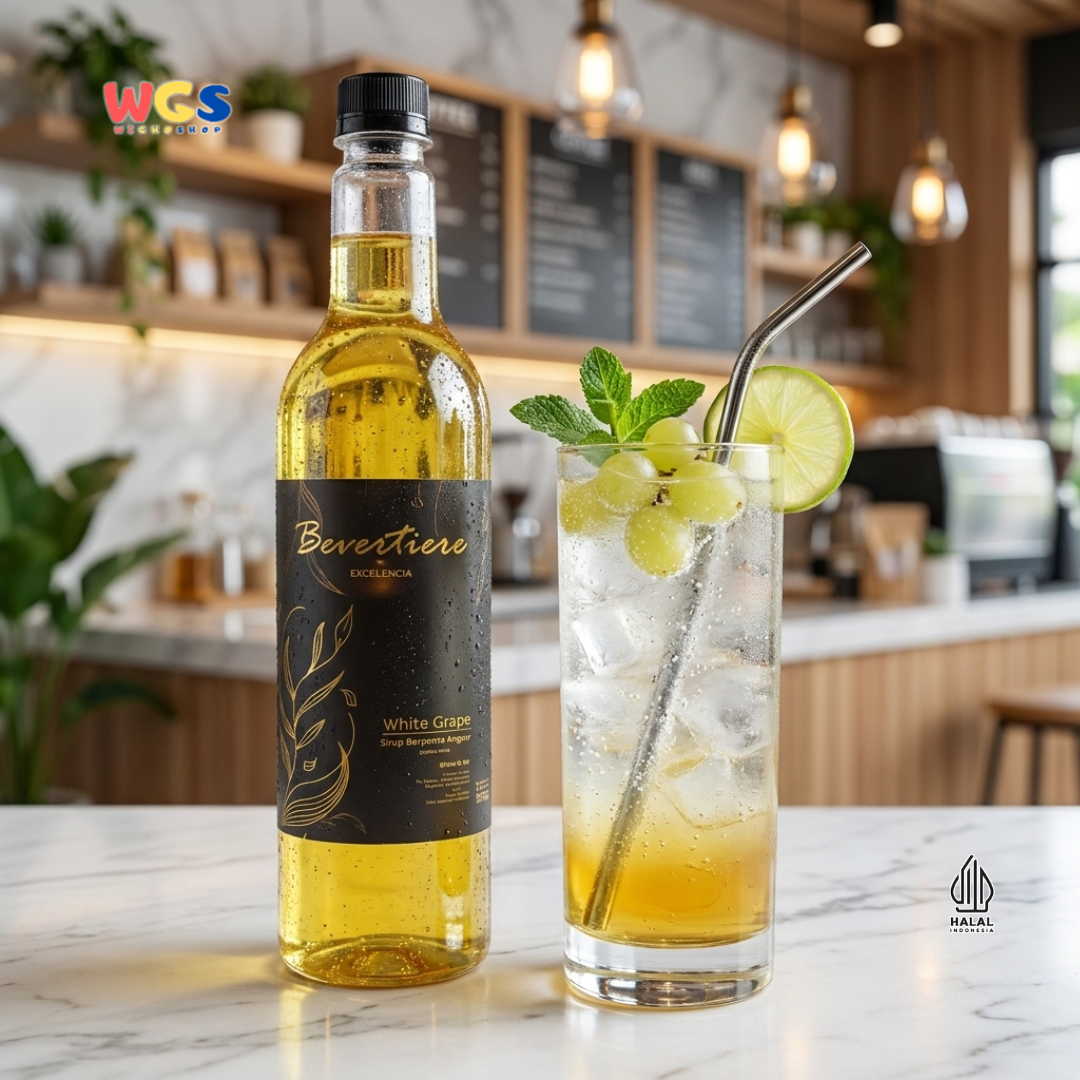 Bevertiere Excelencia White Grape Wine Flavour Syrup 750ml - Sirup Anggur Putih Rasa Wine untuk Soda, Tea, Yakult & Mocktail