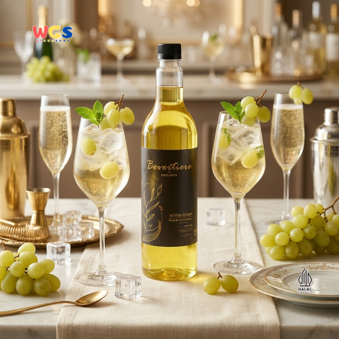 Bevertiere Excelencia White Grape Wine Flavour Syrup 750ml - Sirup Anggur Putih Rasa Wine untuk Soda, Tea, Yakult & Mocktail