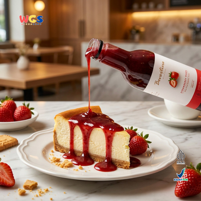 Bevertiere Strawberry Puree 800ml - Sirup Puree Stroberi untuk Minuman Cafe, Mocktail & Dessert