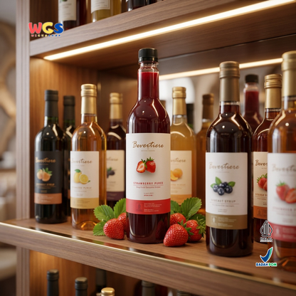 Bevertiere Strawberry Puree 800ml - Sirup Puree Stroberi untuk Minuman Cafe, Mocktail & Dessert
