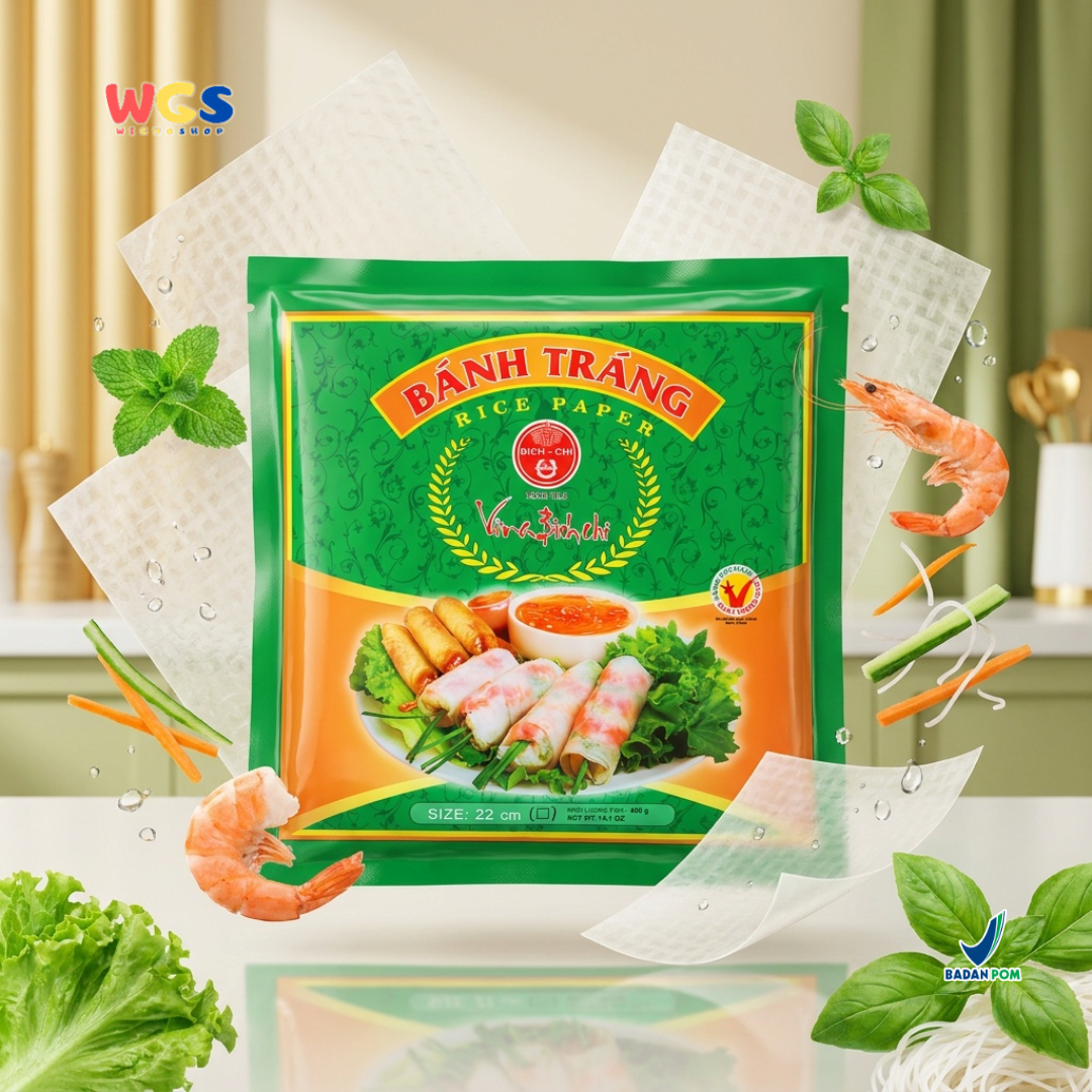 Bich Chi Banh Trang Rice Paper Square 22cm 400g - Kulit Lumpia Vietnam untuk Spring Roll