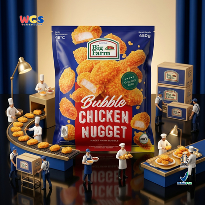 Big Farm Bubble Chicken Nugget 450g - Nugget Ayam Frozen Crispy Zipper Juicy Lauk Bekal Camilan Anak