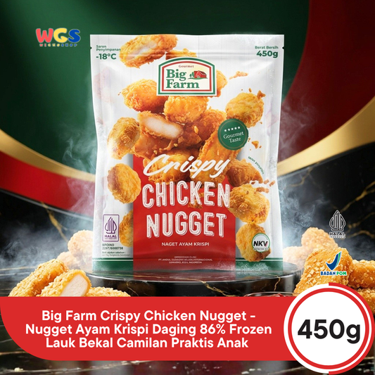 Big Farm Crispy Chicken Nugget 450g - Nugget Ayam Krispi Daging 86% Frozen Lauk Bekal Camilan Praktis Anak