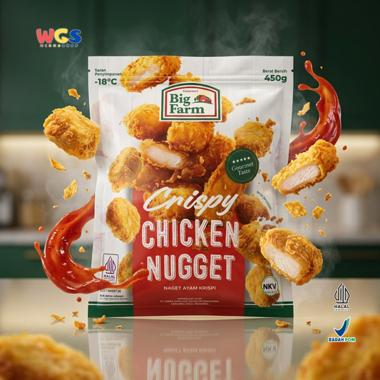 Big Farm Crispy Chicken Nugget 450g - Nugget Ayam Krispi Daging 86% Frozen Lauk Bekal Camilan Praktis Anak