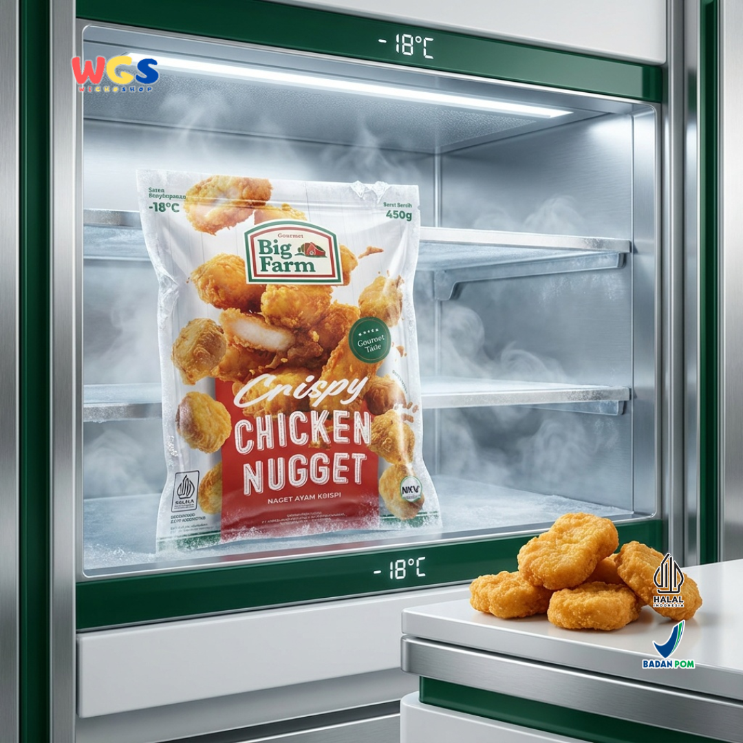 Big Farm Crispy Chicken Nugget 450g - Nugget Ayam Krispi Daging 86% Frozen Lauk Bekal Camilan Praktis Anak