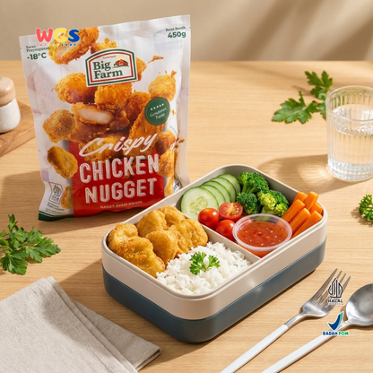 Big Farm Crispy Chicken Nugget 450g - Nugget Ayam Krispi Daging 86% Frozen Lauk Bekal Camilan Praktis Anak