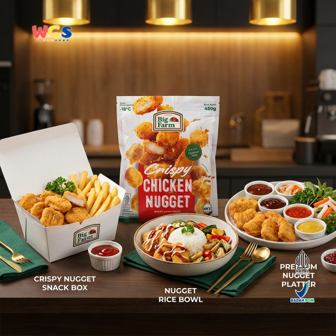 Big Farm Crispy Chicken Nugget 450g - Nugget Ayam Krispi Daging 86% Frozen Lauk Bekal Camilan Praktis Anak