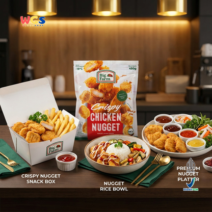 Big Farm Crispy Chicken Nugget 450g - Nugget Ayam Krispi Daging 86% Frozen Lauk Bekal Camilan Praktis Anak