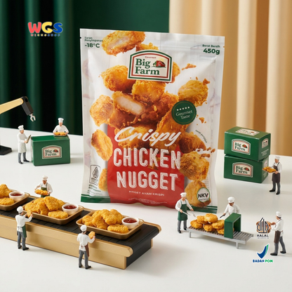 Big Farm Crispy Chicken Nugget 450g - Nugget Ayam Krispi Daging 86% Frozen Lauk Bekal Camilan Praktis Anak