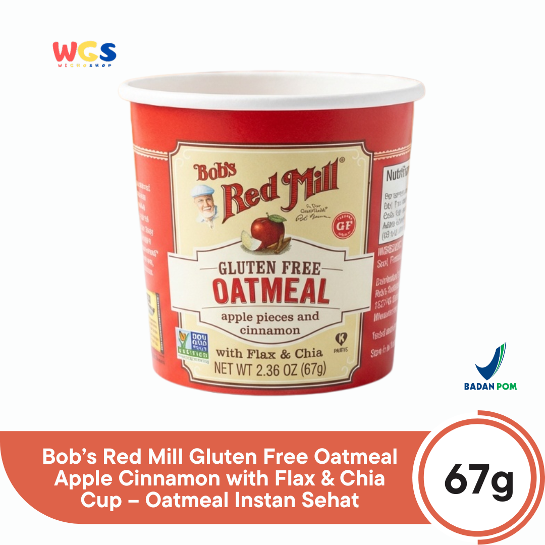 Bob’s Red Mill Gluten Free Oatmeal Apple Cinnamon with Flax & Chia Cup 67g – Oatmeal Instan Sehat