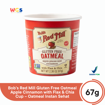 Bob’s Red Mill Gluten Free Oatmeal Apple Cinnamon with Flax & Chia Cup 67g – Oatmeal Instan Sehat